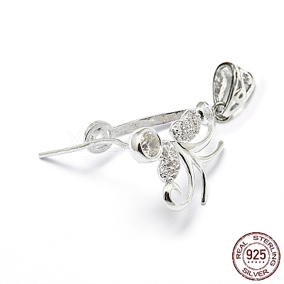 Anti-Tarnish Rhodium Plated 925 Sterling Silver Micro Pave Cubic Zirconia Pendant Bails STER-P034-56P-1