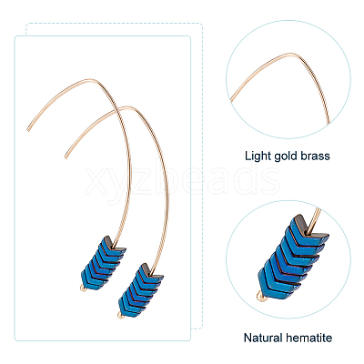7 Pairs 7 Colors Synthetic Hematite Arrow Dangle Earrings EJEW-AN0001-43-1