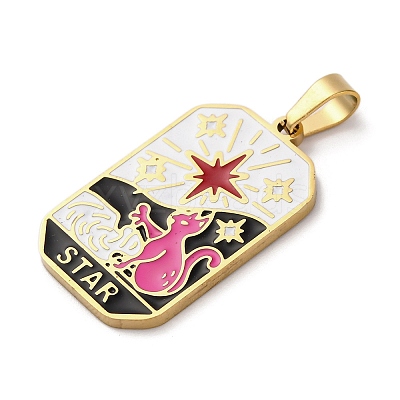 Ion Plating(IP) 304 Stainless Steel Enamel Pendants STAS-Q003-01G-015-1