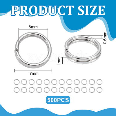 500Pcs Non-Tarnish 304 Stainless Steel Split Rings STAS-UN0065-26P-03-1