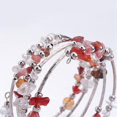 Five Loops Wrap Gemstone Beads Bracelets BJEW-JB02589-1