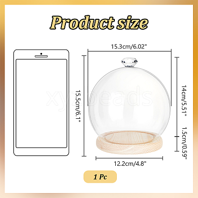 Diamond Glass Dome Cover AJEW-WH0348-294D-02-1