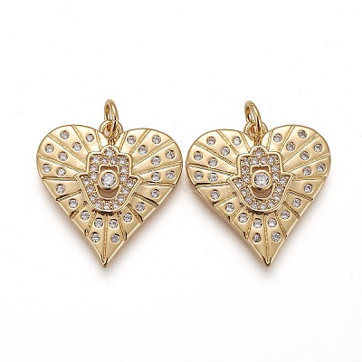 Brass Micro Pave Clear Cubic Zirconia Pendants X-ZIRC-Z009-02G-1