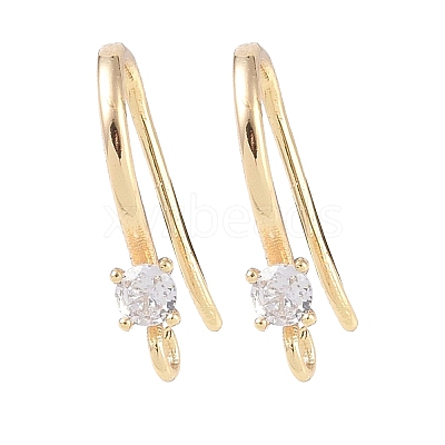 Brass Micro Pave Cubic Zirconia Earring Hooks KK-U008-09G-1
