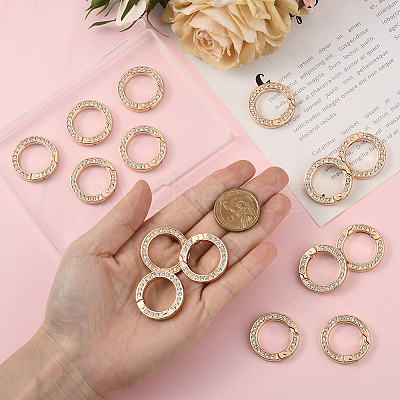 16Pcs Alloy Rhinestone Spring Gate Rings FIND-SP0004-52D-1