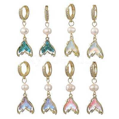 Alloy Glass Hoop Dangle Earrings EJEW-JE07300-1