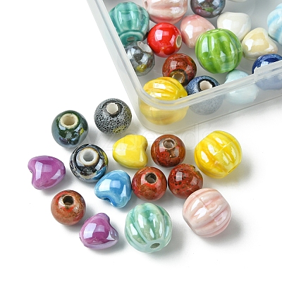 40Pcs Handmade Fancy Antique Glazed Porcelain Beads PORC-FS0001-04-1