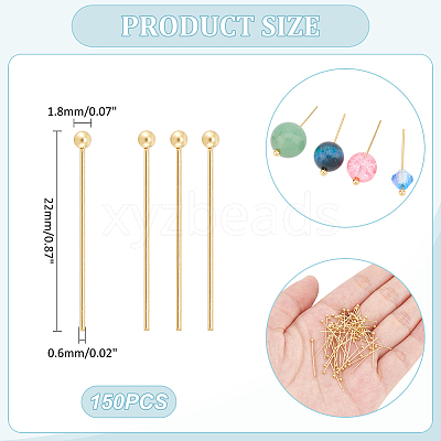 150Pcs 304 Stainless Steel Ball Head Pins STAS-UN0058-93D-G-1