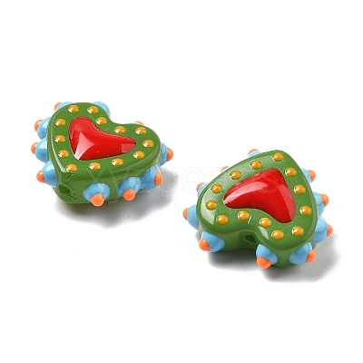 Baking Paint Glass Bumpy Beads Heart X-LAMP-V001-07E-1
