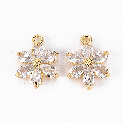 Brass Clear Cubic Zirconia Pendants X-ZIRC-S068-025-NF-1