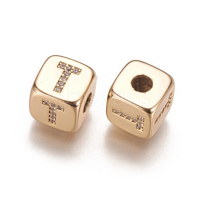 Brass Micro Pave Cubic Zirconia Beads KK-K238-16G-T-1
