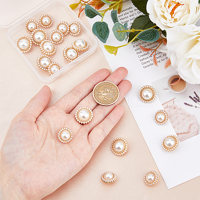 20Pcs 2 Style ABS Plastic Imitation Pearl Shank Buttons BUTT-DC0001-06KCG-1