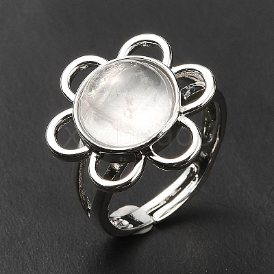 Natural Quartz Crystal Adjustable Rings RJEW-P043-01P-19-1