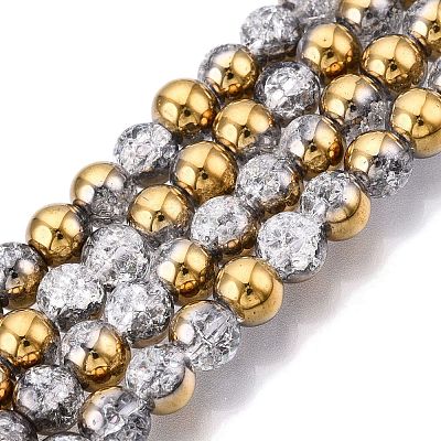 Electroplated Crackle Glass Beads Strands X-EGLA-N014-6mm-04-1