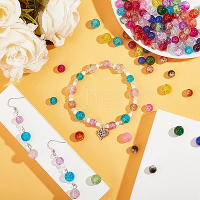 Spray Painted Transparent Crackle Glass Beads Strands CCG-X0002-10mm-B-1