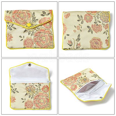 Rectangle Floral Embroidery Cloth Zipper Pouches ABAG-YW0001-03C-1