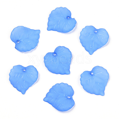 Transparent Frosted Acrylic Leaf Charms FACR-ZX003-01E-1