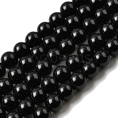 Natural Black Obsidian Beads Strands G-L632-A01-8mm-1