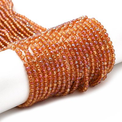 Electroplate Transparent Glass Beads Strands GLAA-H021-01B-FR02-1