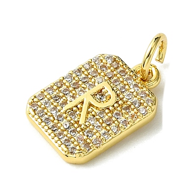 Rack Plating Brass Micro Pave Clear Cubic Zirconia Charms KK-G501-01R-G-1