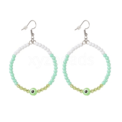 Resin Evil Eye & Acrylic Beaded Big Ring Dangle Earrings EJEW-JE04999-04-1
