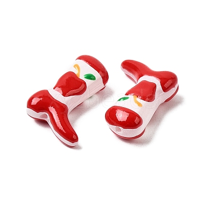 Boot Baking Paint Glass Enamel  Beads LAMP-C020-02J-1