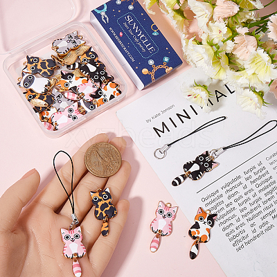 DIY Cat Alloy Enamel Pendants Mobile Straps Making Kit DIY-SC0025-53-1