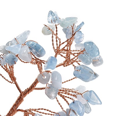 Natural Aquamarine Chips & Agate Pedestal Display Decorations DJEW-A001-04H-1