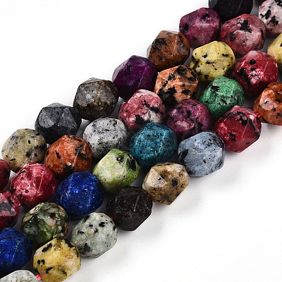 Dyed Natural Sesame Jasper Beads Strands G-T139-8mm-47A-1