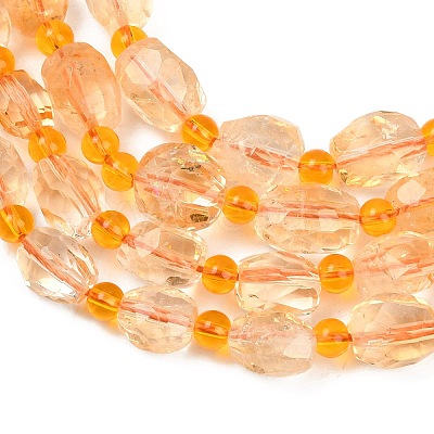 Heated Natural Citrine Beads Strands G-Z147-B01-01-1