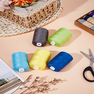 5 Rolls 5 Colors Polyester Threads AJEW-LP0010-16B-1