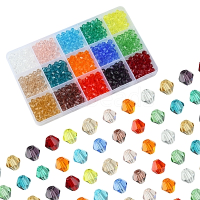 15 Strands 15 Colors Transparent Glass Beads Strands EGLA-FS0001-46-1
