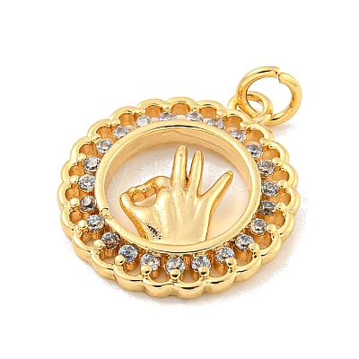 Brass Micro Pave Clear Cubic Zirconia Pendants KK-U007-01G-03-1