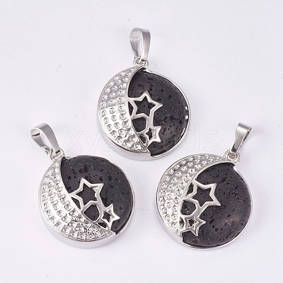 Natural Lava Rock Pendants G-P373-G07-1
