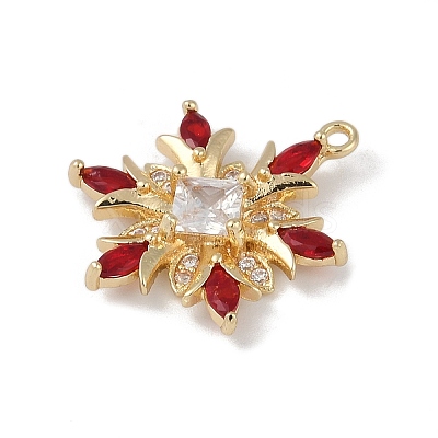 Christmas Theme Brass Micro Pave Cubic Zirconia Pendants KK-Z065-01-01G-1