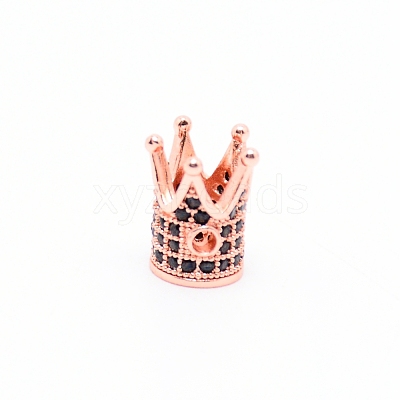 Brass Micro Pave Cubic Zirconia Beads X-ZIRC-WH0002-03RG-1