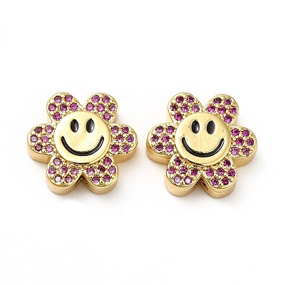 Rack Plating Brass Cubic Zirconia Beads KK-M232-01G-D-1