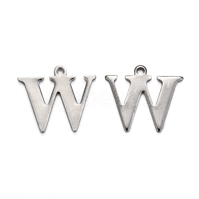 Tarnish Resistant 304 Stainless Steel Alphabet Charms STAS-H122-W-P-1