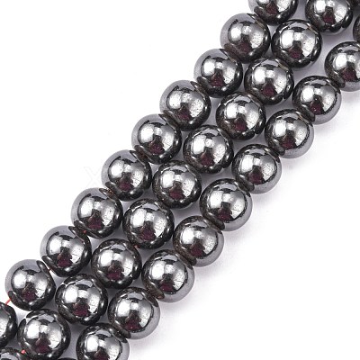 Magnetic Synthetic Hematite Beads Strands X-G-Q893-12mm-1