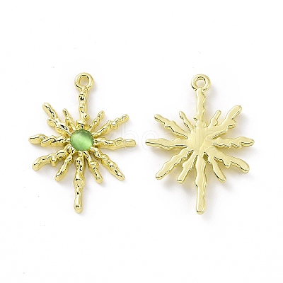 Rack Plating Alloy Cat Eye Pendants PALLOY-D007-08-1