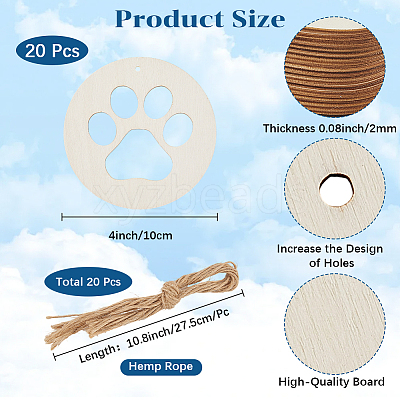 Unfinished Blank Wooden Big Pendants Kit WOOD-WH20014-003C-1