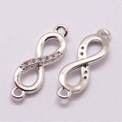 Brass Micro Pave Cubic Zirconia Links ZIRC-K055-08P-NR-1
