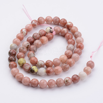 Natural Plum Blossom Jasper Beads Strands G-K152-07-6mm-1