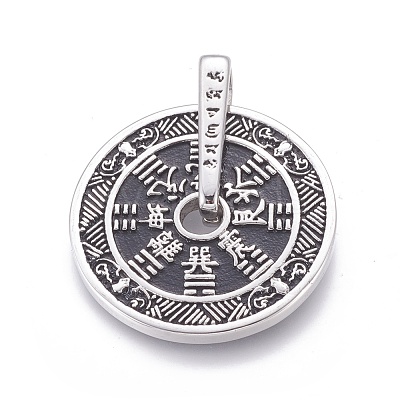304 Stainless Steel Taoist Coin Pendants STAS-G207-16AS-1