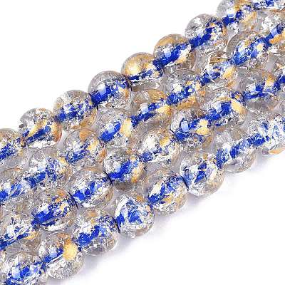 Crackle Transparent Glass Beads Strands GLAA-N030-8mm-01D-1