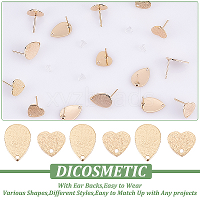 20Pcs 2 Style Brass Stud Earring Findings KK-DC0001-46-1