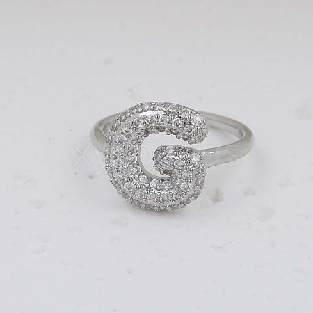 Brass Micro Pave Clear Cubic Zirconia Cuff Rings FS-WG17FF6-07-1