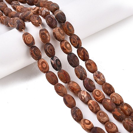 Frosted Natural Tibetan Agate 3-Eye Beads Strands G-T138-196-1