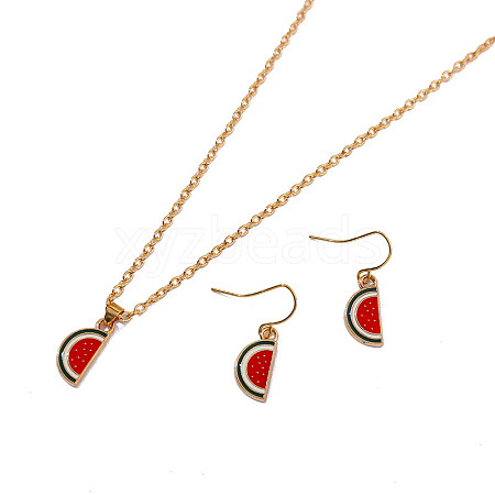 Alloy Enamel Pendant Necklaces & Dangle Earrings Sets for Women PW-WGBD6F2-04-1