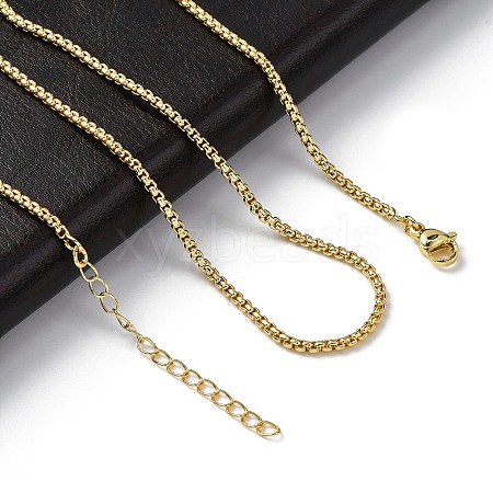 Rack Plating Brass Box Chain Necklaces for Women NJEW-A035-05G-01-1